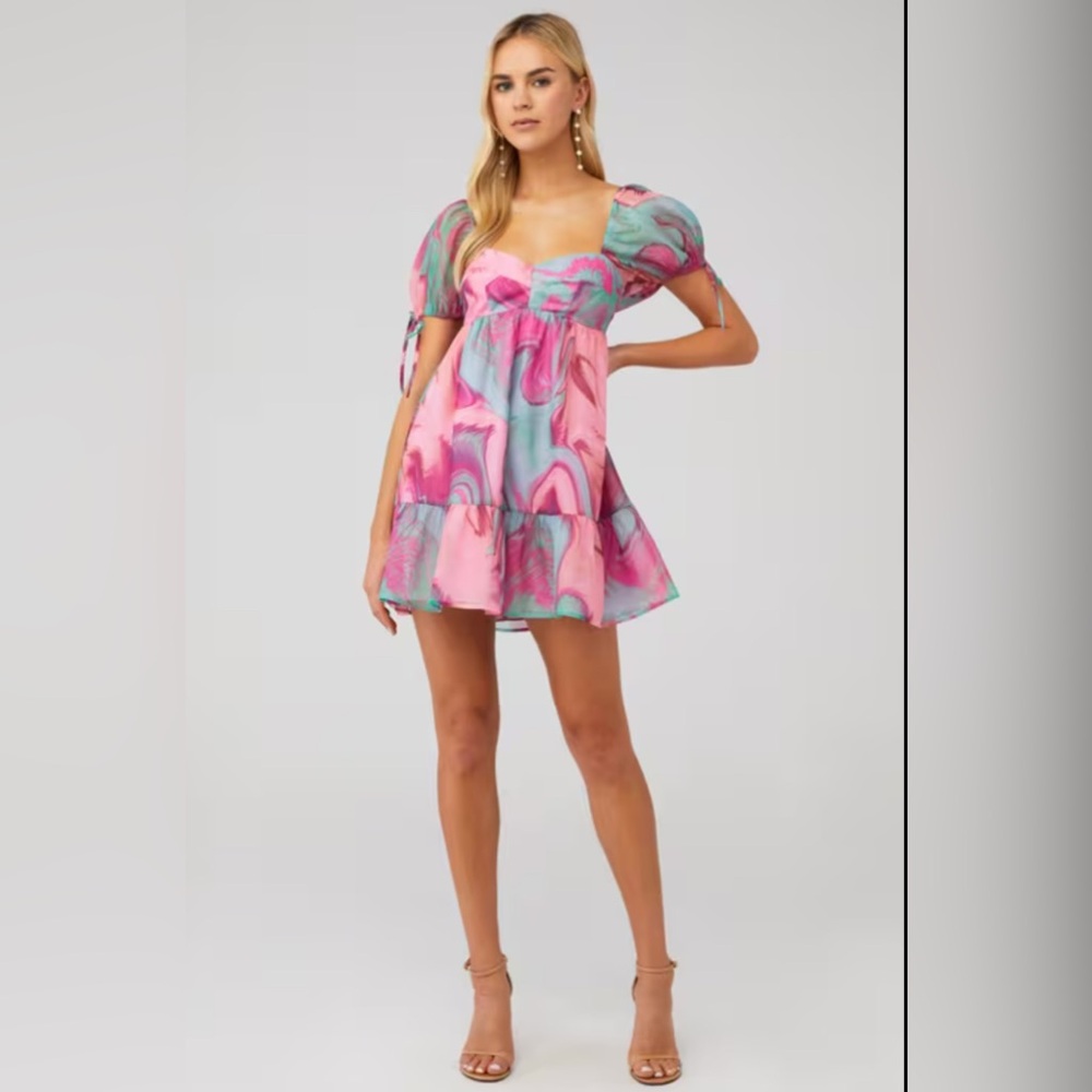 Amanda Uprichard Pink and Blue Mini Dress
